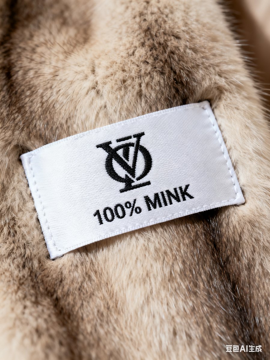 Custom fur coat hangtag and labeling detail