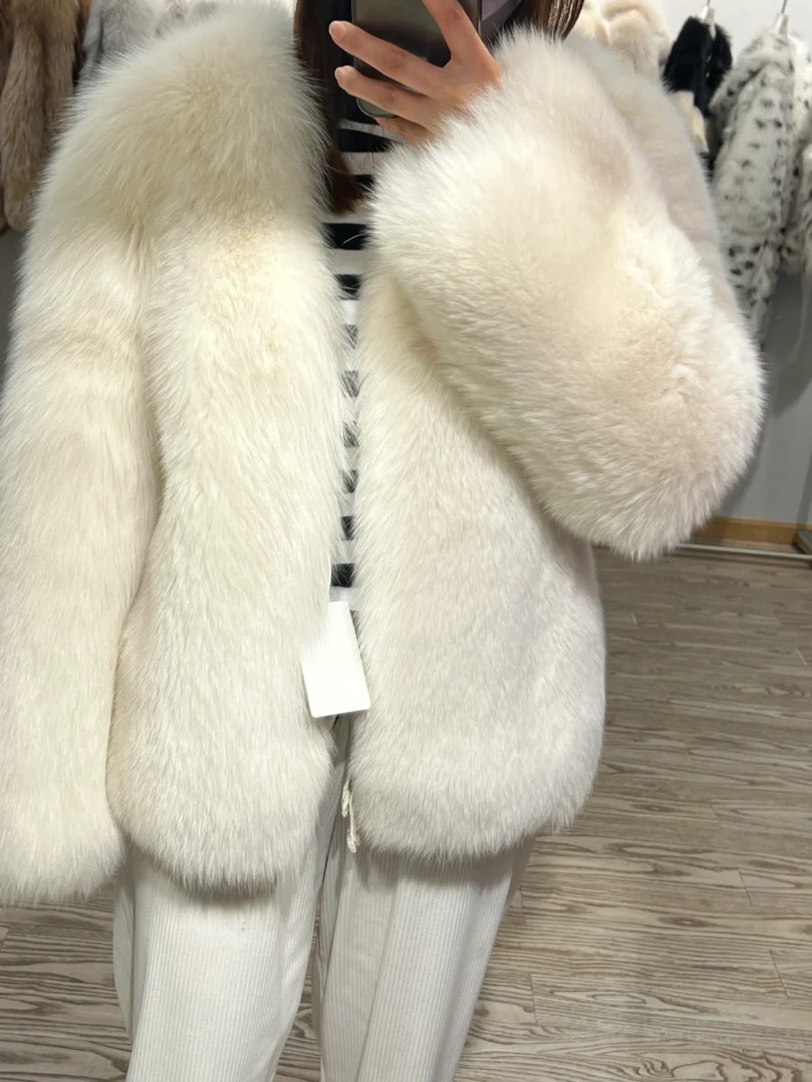 Full-length fox fur coat