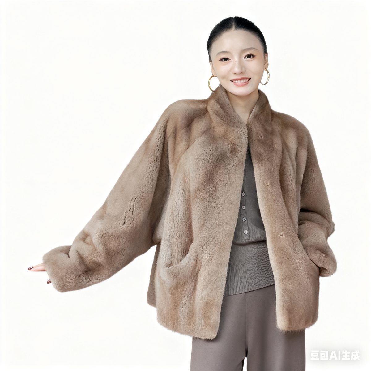 Silverblue and black mink jacket